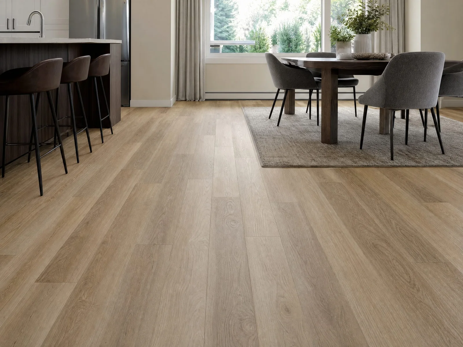 Wood-look flooring in a bright interior